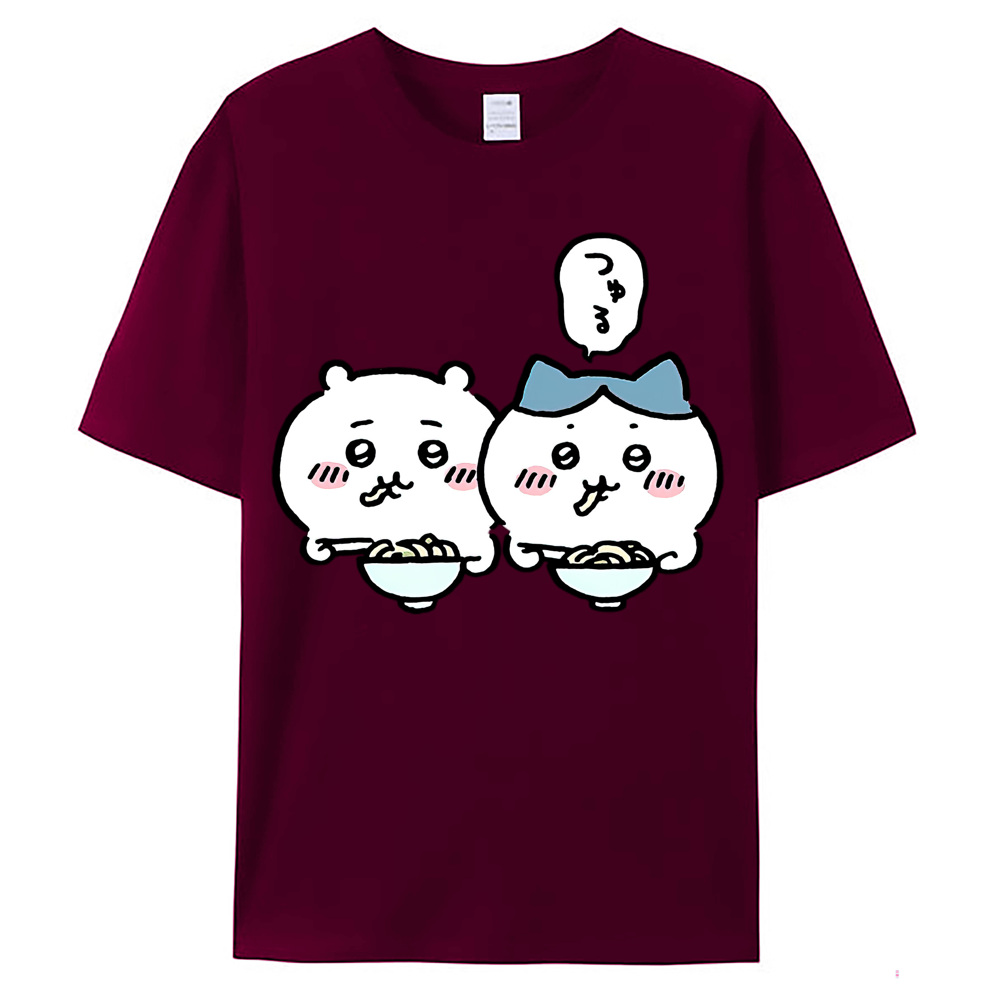 （画像用） ちいかわ ハチワレ Chii-kawa hachiware レディースカジュアルプリントTシャツ（綿100％）